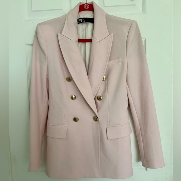 Zara Light Pink Double-Breasted Blazer size Small - Picture 6 of 16